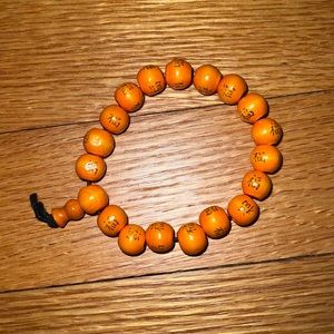 Vintage wooden beaded bracelet orange